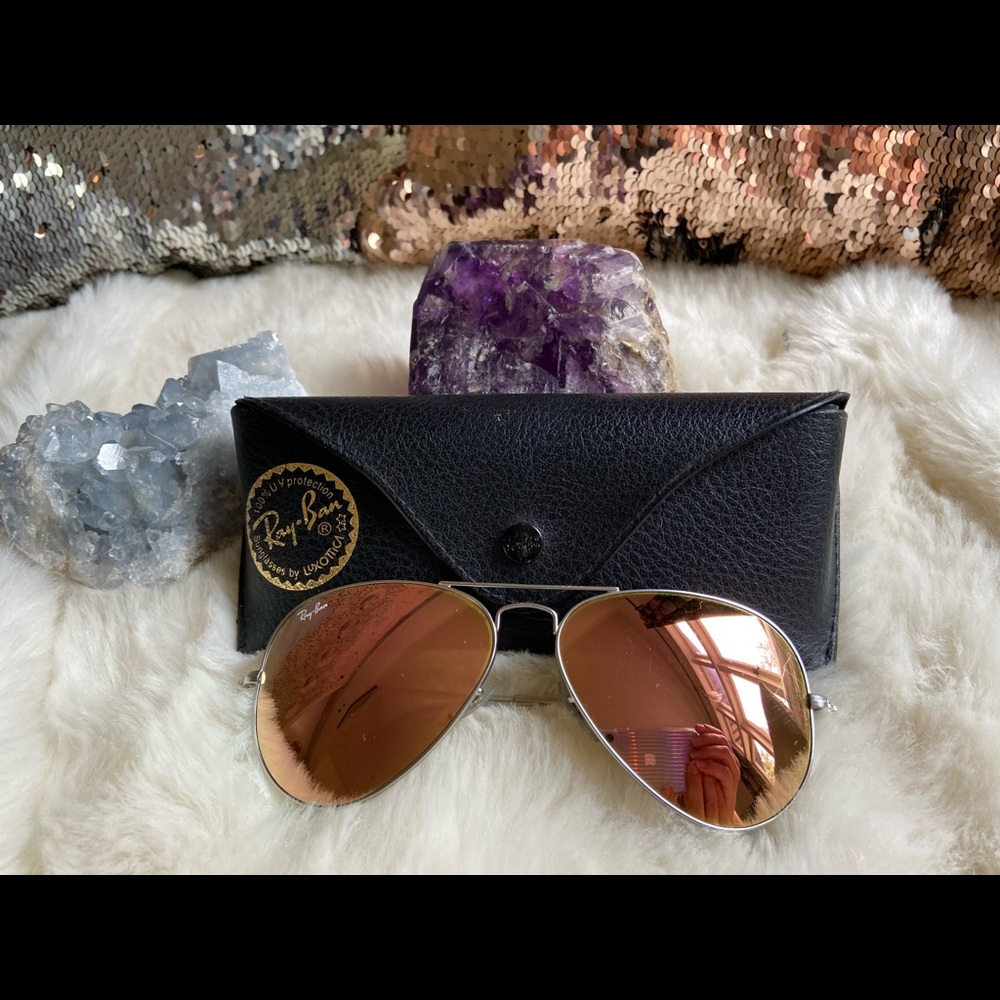 AUTHENTIC Pink mirrored RayBan Aviators